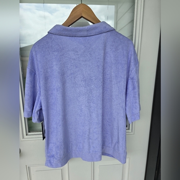 Cuddl Duds Purple Sweatshirt Sz L Women Short Sleeve Relaxed Top Fluffy New - Picture 9 of 9
